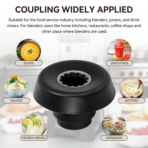 Heavy Duty Blender Drive Coupling Replacement For Xtreme Series Commercial Blenders High Torque Drive Socket Fits MX1000XT MX1100XT MX1200XT MX1050XT MX1300XT MX1500XT And Other Xtreme Series Models, black polymer