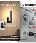 Rechargeable Wireless Wall Sconces Two Pack With Remote, Battery Operated Modern Wall Lights, installation comparison image.