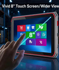 Badass Rugged Android Tablet With Integrated Honeywell N6703 Scanner Featuring Solid 8 Inch Display showing touch interface in warehouse.
