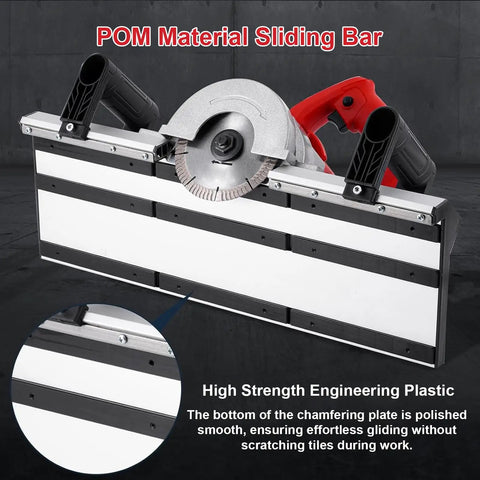 Pro Grade Wet Cut Tile Chamfer Machine With 12V Pump And Dual Spray Nozzles features POM material sliding bar for smooth beveling.