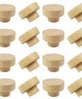 16 Pack Wood Cabinet Knobs 1.53 Inch Flat Top Round Dresser Drawer Knobs Unfinished Furniture Pull Handles Cupboard Door Hardware 39mm