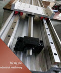 Complete HGR20 Linear Rail And SFU1605 Ballscrew Kit for DIY CNC and industrial machinery showing rail and block close-up