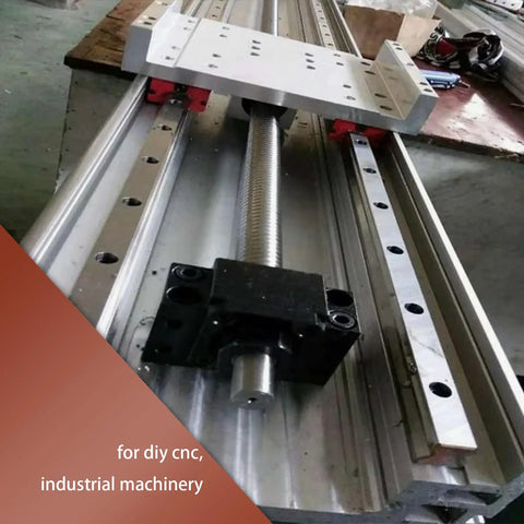 Complete HGR20 Linear Rail And SFU1605 Ballscrew Kit for DIY CNC and industrial machinery showing rail and block close-up