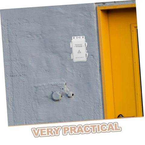 Top Tier Phenofice White Plastic Electrical Junction Box Waterproof Case installed on a wall near a yellow door.