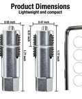 Super Tough Heavy Duty Forged Steel Thread Retapper And Broken Bolt Extractor with dimensions for plumbing repairs.