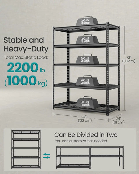 Set Of 3 Heavy Duty Boltless Shelving Units 5 Tier Metal Storage Racks For Garage Or Basement Tool Free Setup 440 Lbs Per Shelf Heavy Hitter Tool And Supply Organizer