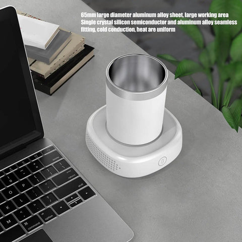 Dope Two In One Desk Drink Heater And Chiller With Matching Mug One Touch Switch 36 Watt Electric Cup Warmer Cooler for coffee on desk.