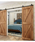 Sliding Barn Door Hardware Kit For 4ft To 20ft Openings Industrial Rail System T Style Rollers And Hangers For Double Wood Doors