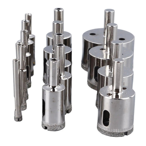 Jiawu 15 Piece Universal Hole Saw Kit With Emery Drill Bits For Cutting Ceramic Tiles Glass And Hard Surfaces Effortlessly Made Simple, silver round bits