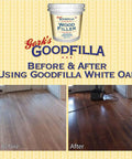 Before and after comparison using White Wood Filler For Grain And Surfaces, 8 Oz, Stainable, Tintable, Sandable, Non Toxic