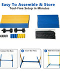 Two Pack Dog Agility Jump Set With Adjustable PVC Hurdles For Small And Medium Dogs Portable Easy To Assemble, parts layout