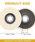 Top Shelf Natural Wool Felt Polishing Pads 4.5 Inch Angle Grinder Buffing Wheels dimensions 4.5 inches 7/8 inch arbor for polishing.