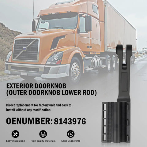 Volvo Truck Outer Door Handle Lower Rod Linkage Replacement For Smooth Lock Release Works Great Easy Install Door Handle Cable Built To Last Fits Heavy Duty Cab Doors Reliable Door Access Mechanism, black OE 8143976