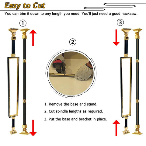 Adjustable Black Stair Railing Spindles Built Like A Tank For No Fuss Mounting Square Aluminum Baluster Posts cut down to size instructions.
