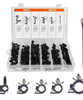 Open storage case with 60 Pcs Automotive Wire Loom Clips Set With 5 Size Options From Three Eighths To Three Quarters Of An Inch