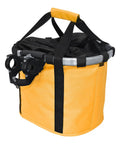 Front Bike Basket For Dogs With Easy Install Quick Release Handlebar Mount, Folding Detachable Carrier, yellow fabric, side view