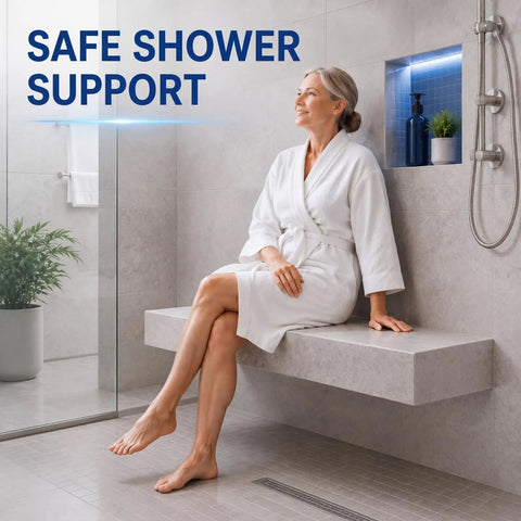 Hidden Mounting Kit For Floating Shower Benches Built To Last Stainless Steel Support Rods With Concealed Wall Anchors 2 Pack Tile Bathroom Seat Installation Adjustable Three Quarter Inch By Seventeen Point Five Inch Mount System in shower