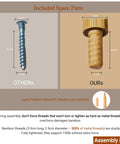 Side-by-side comparison of bamboo and metal threads included with Expandable Bamboo Corner Shelf Stand 2 To 5 Tier Bookshelf.