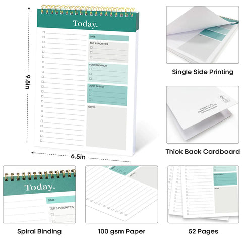 To Do List Notepad For Work, School And Home, 52 Sheets Undated Daily Planner, 9.8 X 6.5 Inch, Boss Your Daily Tasks shown with details