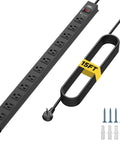 Beefy 12 Outlet Heavy Duty Power Strip With 15 Foot Cord And 2100 Joules Surge Protector, Mountable Design, screws included