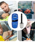 Premium Cord Drill Wire Stripper And Cable Sheathing Crimper Tool For Electrical Pros handheld tool in use during wire stripping.