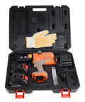 Slick Electric Hydraulic Crimping Tool Featuring Brushless Motor, 12 Ton Battery Lug Wire Crimper in carrying case with accessories.