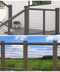 Stainless Steel T316 Protective Sleeves For One Eighth Inch Wire Rope Cable Railing On Wood Posts Black Finish Kit On Staircase