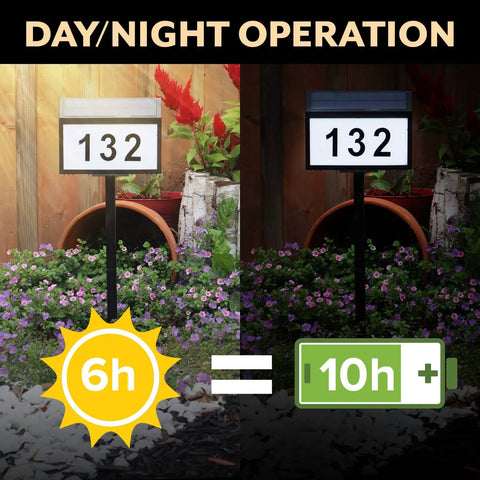Solar Address Sign With Bright LEDs For Outdoors Four Digit Address Plaque Weatherproof No Fuss DIY Install dual view