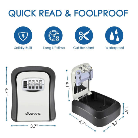 4 Digit Combination Key Lock Box Made From Heavy Duty Aluminum Alloy Waterproof Wall Mounted Outdoor Key Hider With Dust Proof Cover Resettable Safe Password Box Includes Mounting Kit For Secure Home Or Office Use