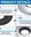 60 Piece Heavy Duty Sealing Washers 1/4 Inch By 3/4 Inch details showing stainless steel, EPDM bonding surface, and precisely sized hole.