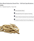 Heavy Duty 1/4 Inch By 2 Inch Kiln Dried Birch Wood Dowel Pins 100 Pack stacked for assembly, showcasing fluted grooves.