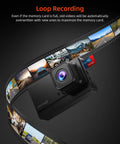 1080P FHD Car Dash Cam With 176 Degree Wide Angle Night Vision Parking Monitor Loop Recording G Sensor 32GB SD Card Type C 3 Inch IPS Display Crystal Clear Front Camera showcasing loop recording feature.
