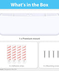 No Drill Remote Holder For 5 Or 6 Remotes, Easy Adhesive Wall Mount, Premium white organizer with adhesive strips and screws