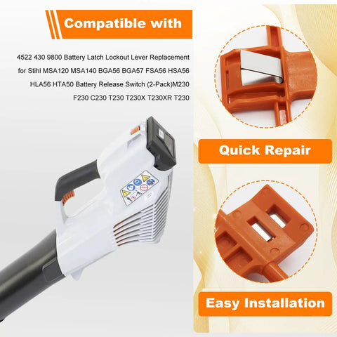 Close-up view of Battery Latch Lockout Lever Replacement Kit For Stihl MSA120 MSA140 BGA56 BGA57 FSA56 HSA56 HLA56 HTA50