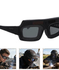 Kickass Auto Darkening Welding Goggles Solar Powered Wraparound Safety Eyewear with heavy duty shield for welding protection.