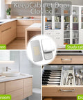 4 Pack No Drill Magnetic Cabinet Latches, Adhesive Stainless Steel Door Catch, Neodymium Magnet Child Safety Locks in use