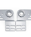 Two Pack Garage Door End Bearing Plates And Brackets For 2 Inch Track Doors Heavy Duty Three Eighths Inch Bearing Ends Fits Wood Or Steel Garage Doors Torsion Spring Center Support For Reliable Home Upgrades, shown front view.