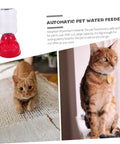 Chill Out As Your Furry Buddies Chow Down On This Pink 3.5L Automatic Pet Feeder And Water Bowl Station Featuring A Tight Leak Proof Cap And Grippy Non Slip Bottom, displayed with cats.