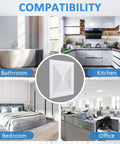 Replacement Grille Cover For Bathroom Exhaust Fan Square Ceiling Or Wall Mount Fits 97011723 663 670 671 675 688 689 Vent Fans White Plastic Grille Easy Install shown with compatibility in bathroom, kitchen, bedroom, and office environments.