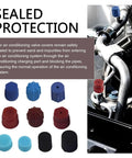 Image of 26Pcs R12 R134a AC Caps For Car 10 Sizes Valve Core Dust Cover Kit with caps shown on vehicle.