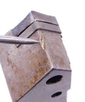Close-up of Beefy Pro Grade Lathe Turning Tool Holder MSSNR 206 highlighting wear with NS2402CR5 inserts compatibility
