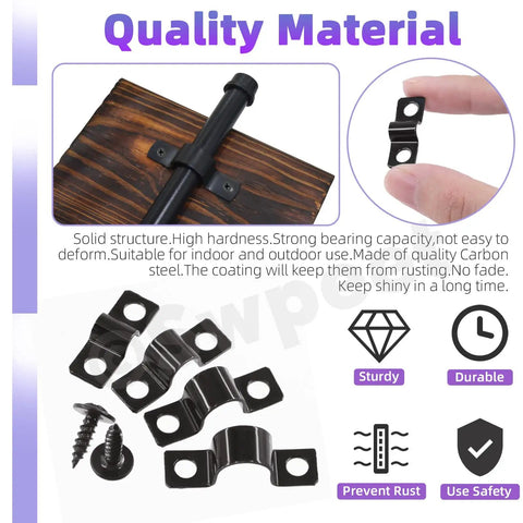 "All In One 120Pcs Two Hole U Bracket Clamp Kit With Self Tapping Screws, carbon steel, shown with wood board fitting."