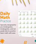 Single Digit Addition And Subtraction Math Workbook For Early Learners Pre K Through 1st Grade shown with colorful pencils