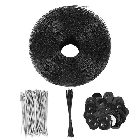 Badass Solar Panel Roof Protection Net with clips and installation tools, 6 X 100 Ft, black mesh and stainless clips.