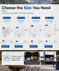 Foldable Water Storage Container With Spigot For Camping And Outdoor Adventures, 10L (2.6 Gal), different sizes displayed