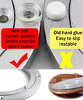 Comparison of Heavy Duty 360 Degree Round Table Swivel Base Aluminum Alloy Turntable Bearing with old glue and new cushion.