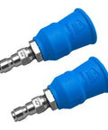 AcquaLine Pressure Washer Nozzle Guards With Protector Holder And One Quarter Inch Quick Coupler, Commercial Grade Kit With 25 And 40 Degree Spray Tips, Heavy Duty Shield To Protect Vehicle Paint And Delicate Surfaces, 316-grade stainless steel with blue rubber covers.