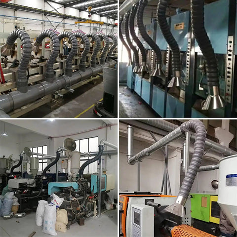 Heavy Duty Duct Hose Fume Extractor With Hood And Flexible Articulated Extraction Arm 200mm By 2m Dust Collection Tube