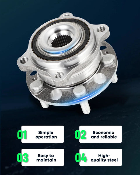 Front Wheel Bearing Hub Assembly 51750-C5000 5 Lug Two Pack Fits Hyundai Santa Fe 2015 To 2019 Santa Fe XL 2016 To 2019 Kia Sorento