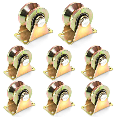 9 pcs 2-inch V-groove caster wheels with zinc-plated mounting brackets